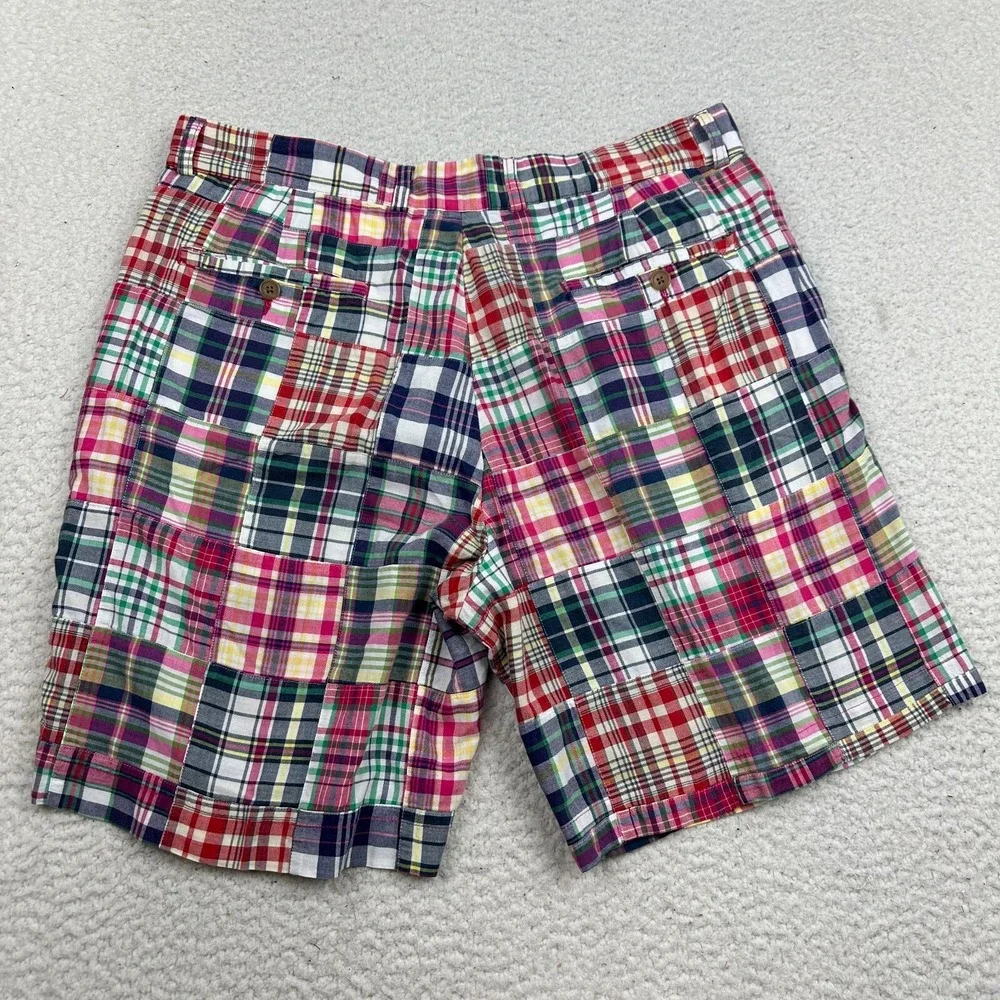 J CREW Shorts Mens 35 Madras Plaid‎ Patchwork Multicolor 100% Cotton Chino 9